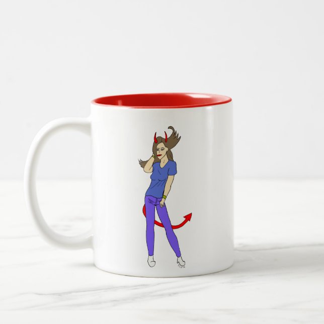 devil girl      Two-Tone coffee mug (Left)