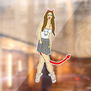 devil girl window cling
