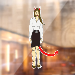 devil girl window cling