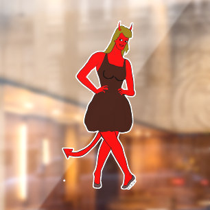 devil girl window cling