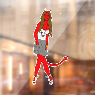 devil girl window cling
