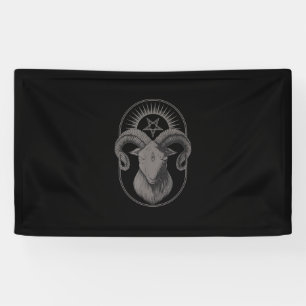 Devil Goat Pentagram Baphomet Satan Occult Satanic Banner