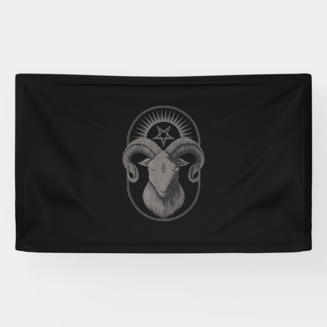 Devil Goat Pentagram Baphomet Satan Occult Satanic Banner (Horizontal)