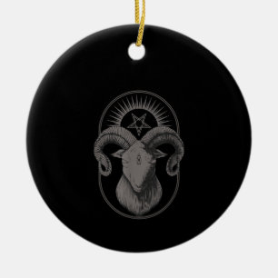 Devil Goat Pentagram Baphomet Satan Occult Satanic Ceramic Tree Decoration