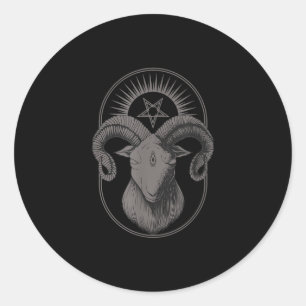 Devil Goat Pentagram Baphomet Satan Occult Satanic Classic Round Sticker
