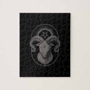 Devil Goat Pentagram Baphomet Satan Occult Satanic Jigsaw Puzzle