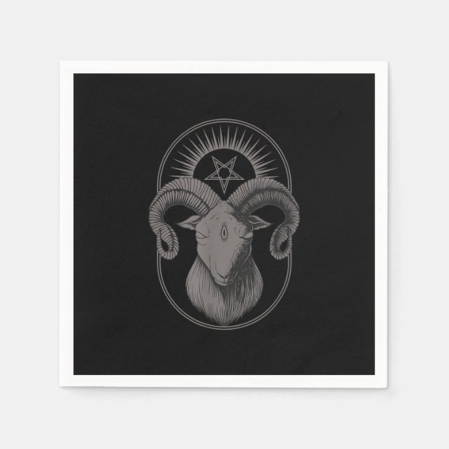 Devil Goat Pentagram Baphomet Satan Occult Satanic Napkin (Front)