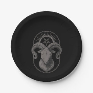 Devil Goat Pentagram Baphomet Satan Occult Satanic Paper Plate