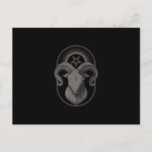 Devil Goat Pentagram Baphomet Satan Occult Satanic Postcard (Front)