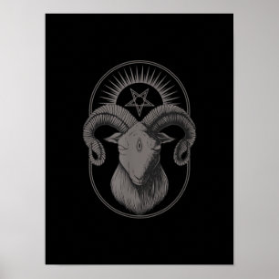 Devil Goat Pentagram Baphomet Satan Occult Satanic Poster