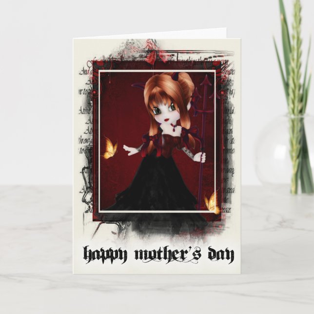 Devil Goth Girl d3 Happy Mother's Day Card (Front)