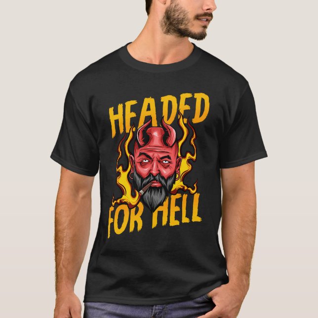 Devil Halloween Headed For Bright Cigar Ear Stretc T-Shirt (Front)
