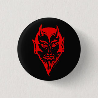 Devil Head Red&Black 3 Cm Round Badge