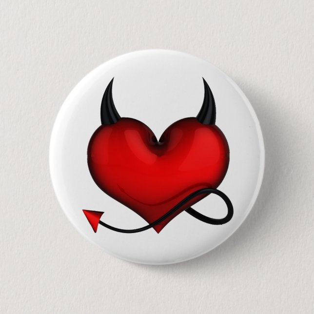 Devil heart swipes in 6 cm round badge (Front)