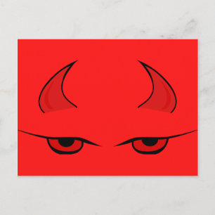 Devil horns and red Eyes customisable Postcard