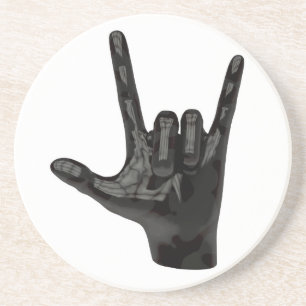 devil horns hand coaster
