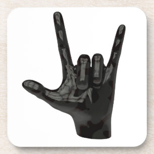 devil horns hand coaster