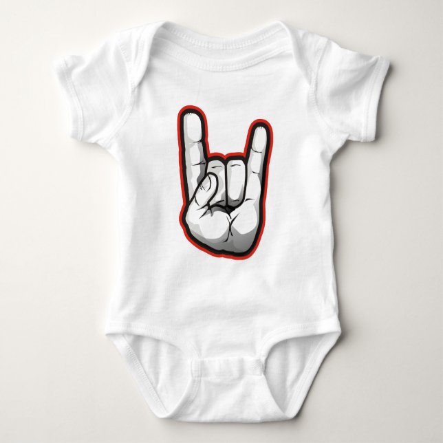 Devil Horns Hand Gesture Baby Bodysuit (Front)