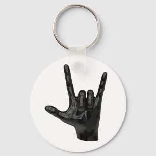 devil horns hand key ring