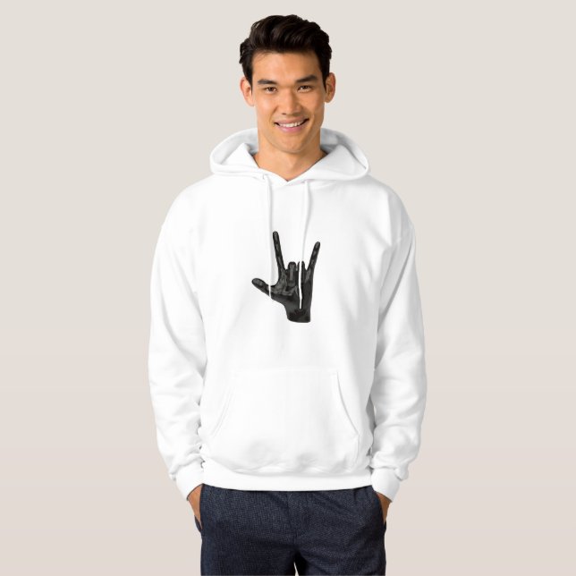 devil horns hand mens hoodie hooded sweatshirt (Front Full)