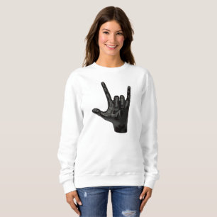devil horns hand womens sweatshirt