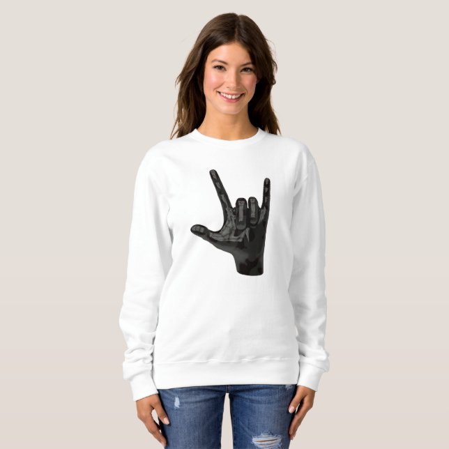 devil horns hand womens sweatshirt (Front Full)