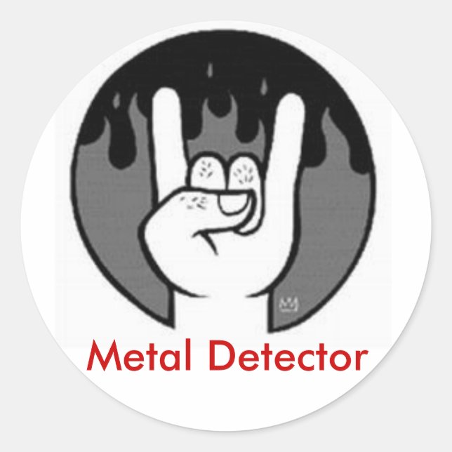 devil horns, Metal Detector Classic Round Sticker (Front)