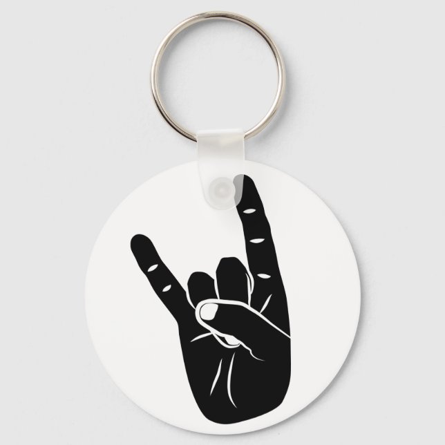 Devil Horns sign language pictogram for rock music Key Ring (Front)