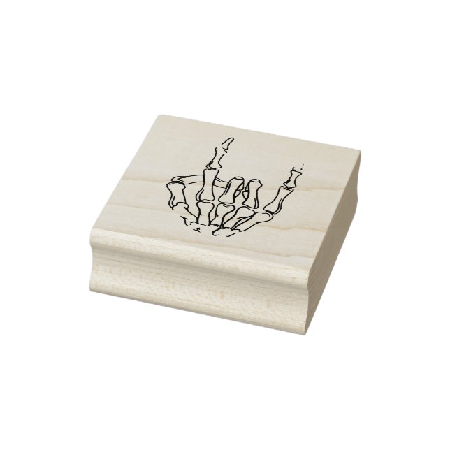 devil horns skeleton hands heavy metal music rubber stamp (Stamp)
