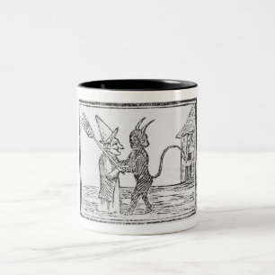 Devil Hugging a Witch Two-Tone Coffee Mug