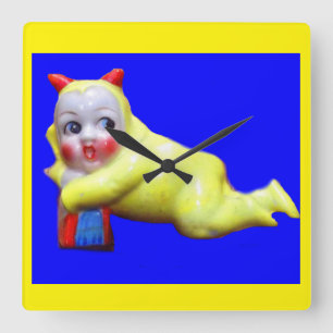 devil-ish little imp square wall clock