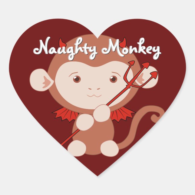 Devil Monkey Heart Stickers (Front)
