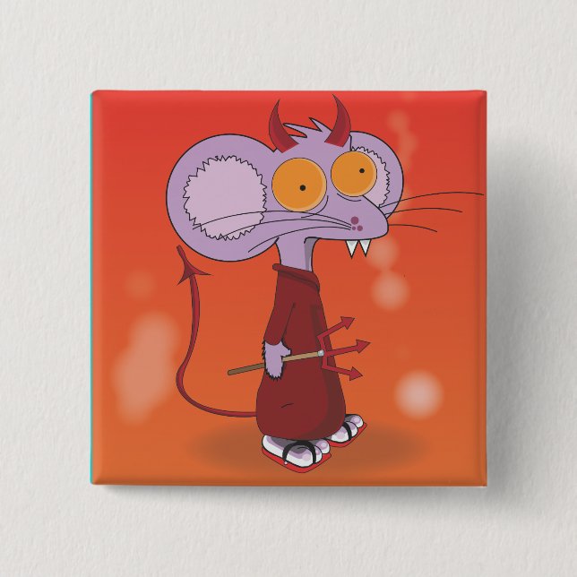 Devil mouse 15 cm square badge (Front)