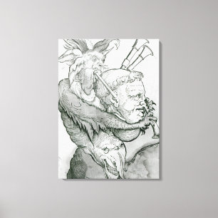 Devil Playing Man's Head as a Saxophone, 1144 Canvas Print