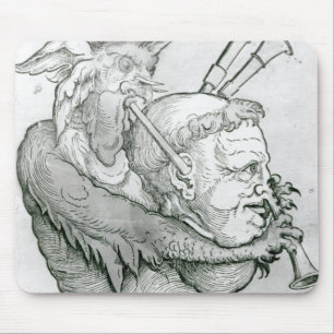 Devil Playing Man's Head as a Saxophone, 1144 Mouse Mat