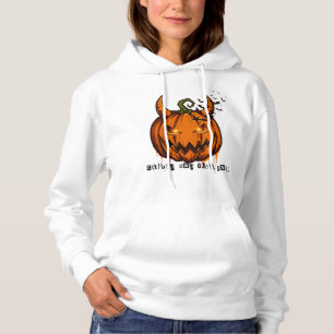 Devil Pumpkin Halloween Hoodie - Bats Graphic