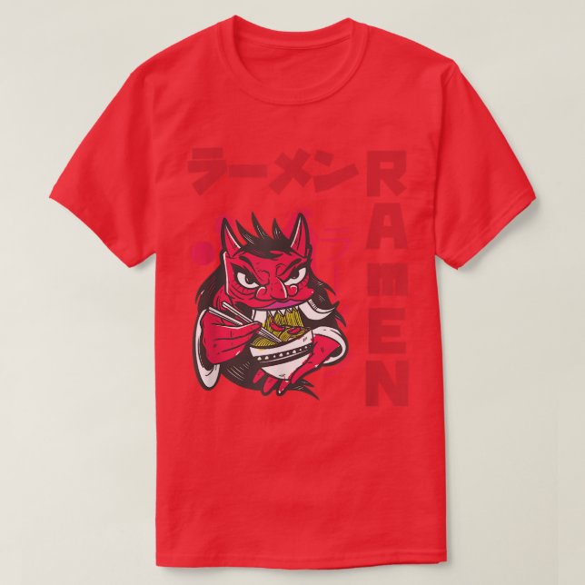 Devil Ramen Anime Noodles Kawaii Japanese Sketchin T-Shirt (Design Front)