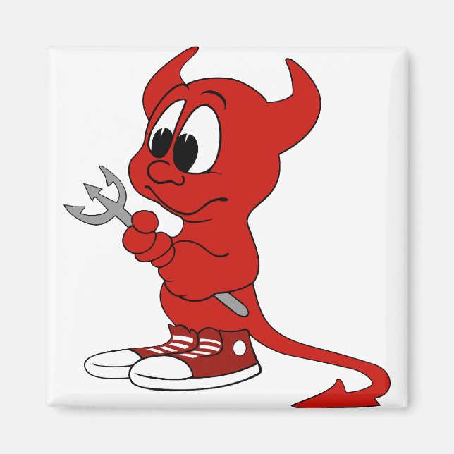 Devil Red Demon Cartoon Satan Evil Hell Heat Magnet (Front)