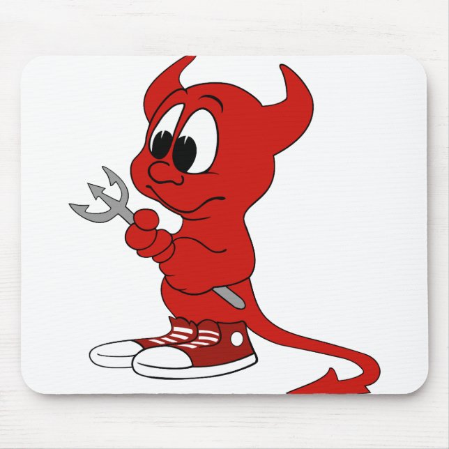 Devil Red Demon Cartoon Satan Evil Hell Heat Mouse Mat (Front)
