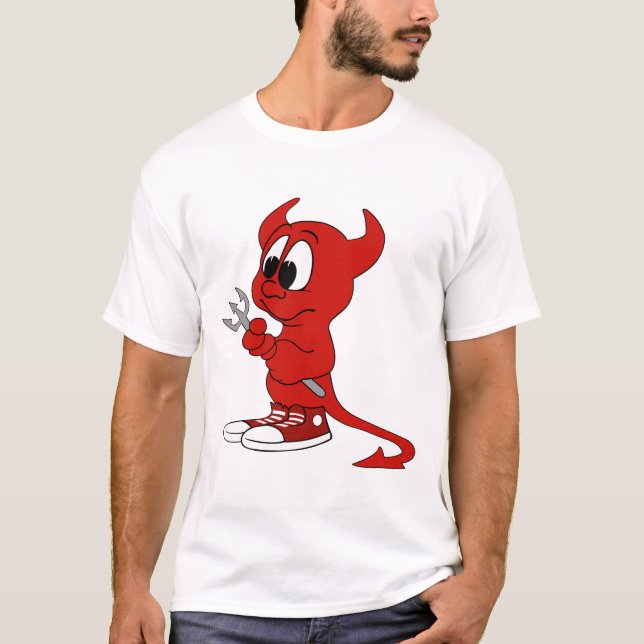 Devil Red Demon Cartoon Satan Evil Hell Heat T-Shirt (Front)