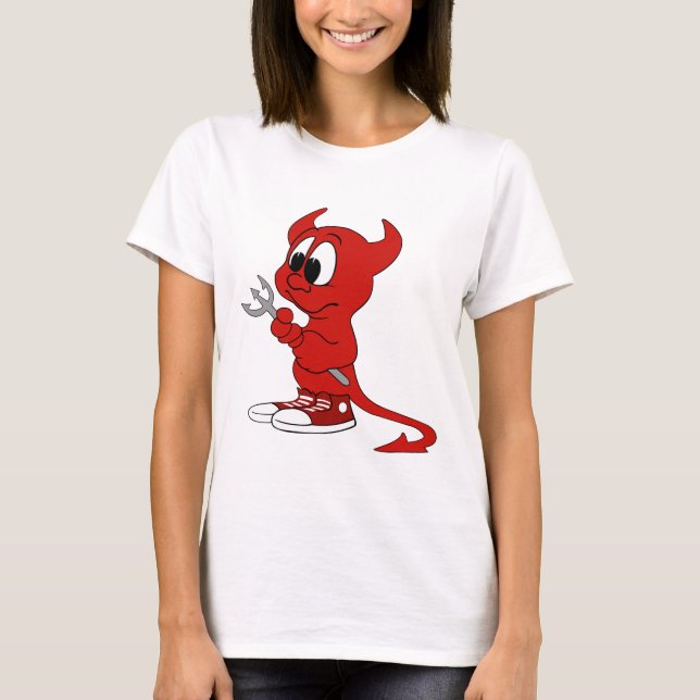 Devil Red Demon Cartoon Satan Evil Hell Heat T-Shirt (Front)