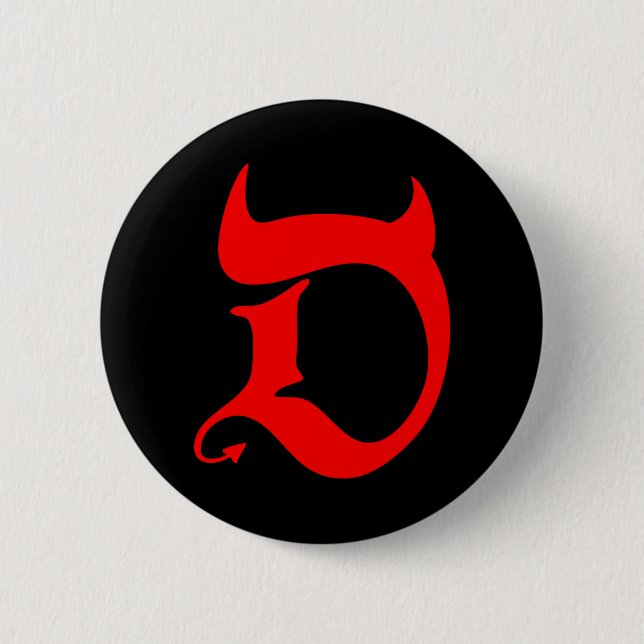 Devil (red print / black) 6 cm round badge (Front)