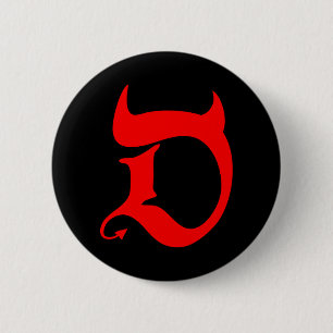 Devil (red print / black) 6 cm round badge