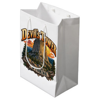 Devil’s Tower Wyoming Vintage Sunset Graphic Medium Gift Bag