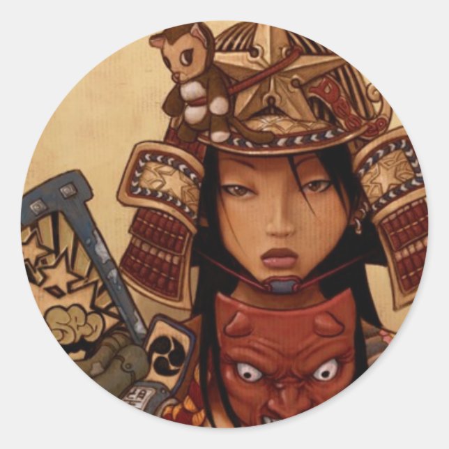 Devil Samurai Girl Sticker (Front)