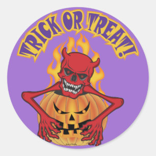 Devil Skull Classic Round Sticker