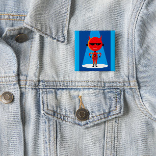 Devil Superhero Character Bold Red and Blue  15 Cm Square Badge
