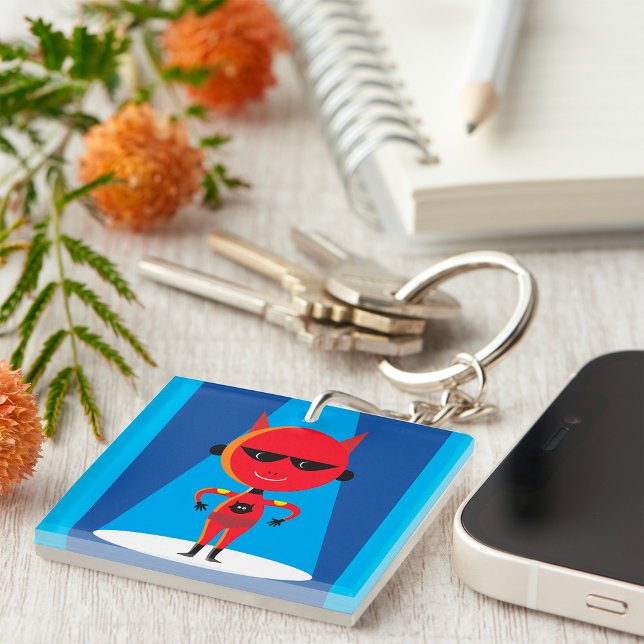 Devil Superhero Character Bold Red and Blue  Key Ring (Creator Uploaded)