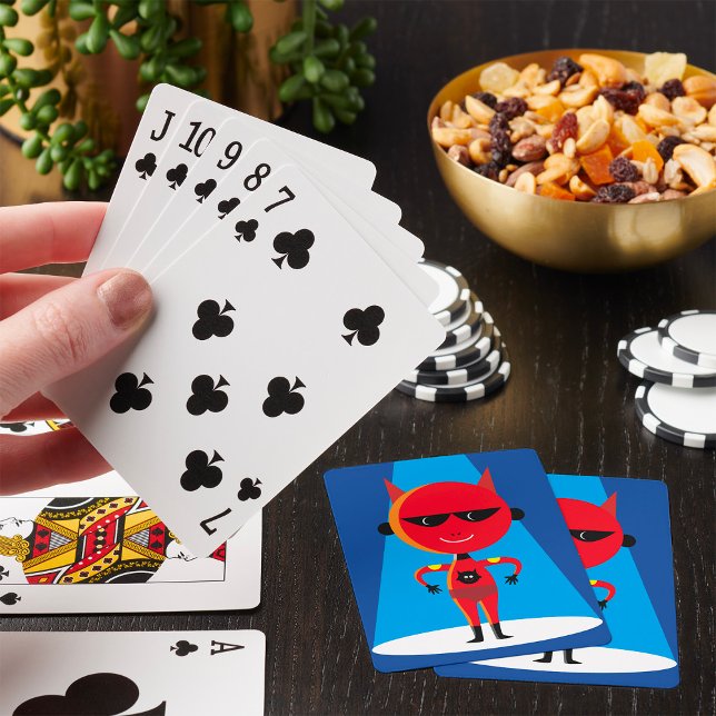 Devil Superhero Character Bold Red and Blue  Playing Cards (Creator Uploaded)