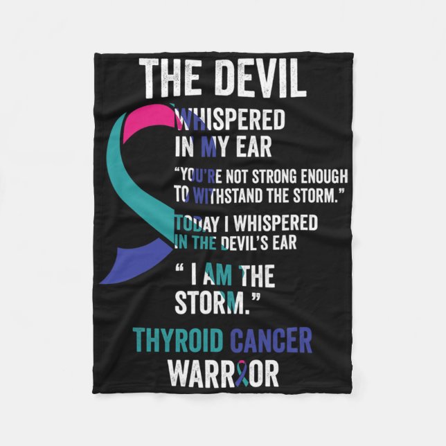 Devil- Thyroid Cancer Awareness Support Ribbon  Fleece Blanket (Front)